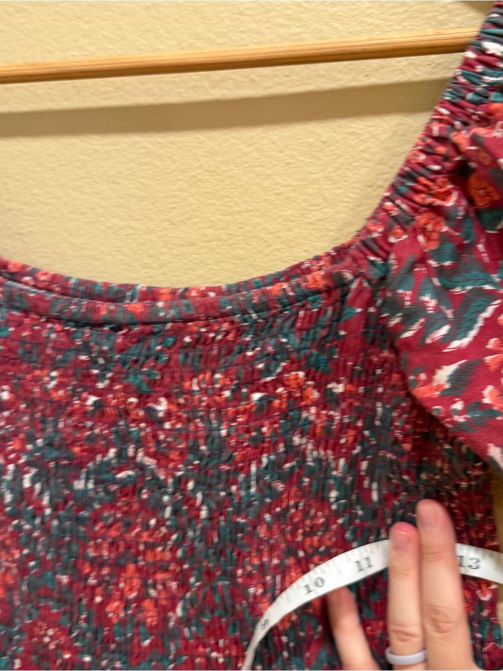 Victoria Dunn Cotton Square-Neck Red Floral Midi Dress - Women Small - Picture 9 of 14
